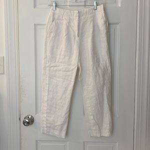 Michael Kors White Linen Cropped Pants